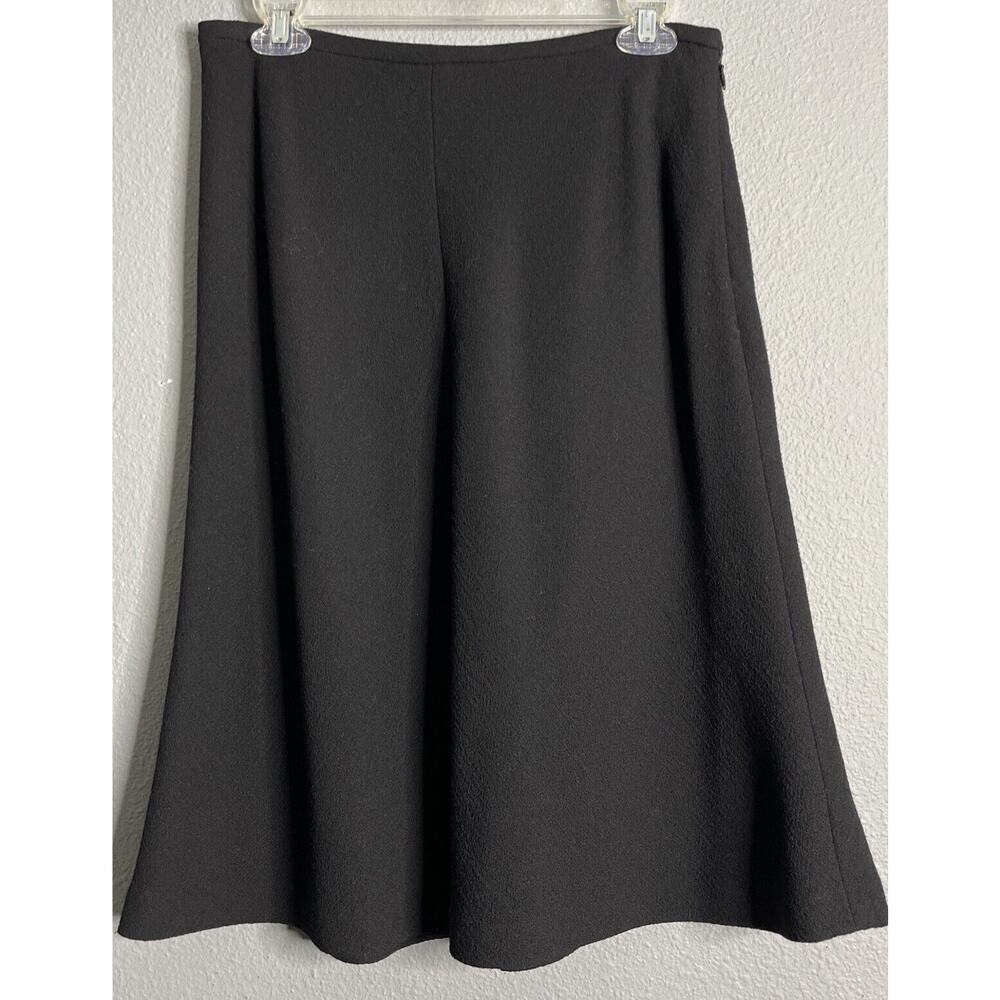 Ellen Tracy Mini Skirt Womens Size 10 Black 100% Pure Wool Pull On Side Zipper